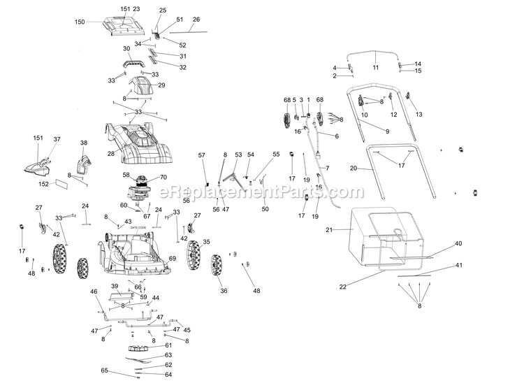 Black and Decker BEMW213 (Type 1) 13a 20in Crd Mwr Bh Power Tool Page A Diagram